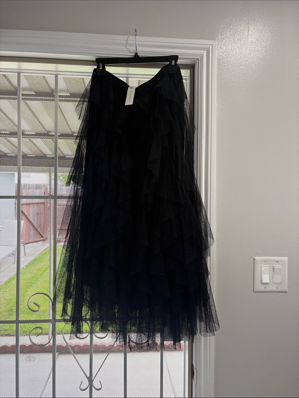 Anthropologie Black Layered Tulle Maxi Skirt